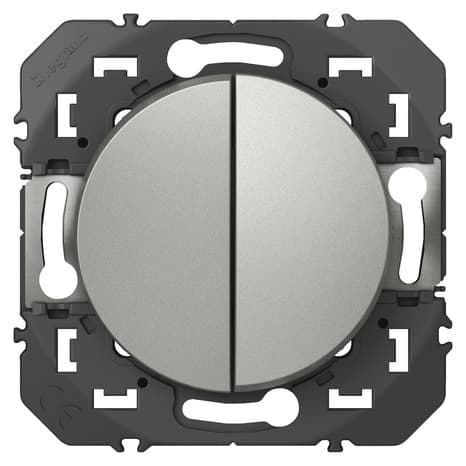Interrupteur double va-et-vient 10A "Dooxie" aluminium - Legrand