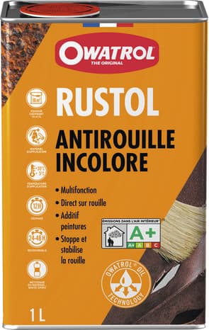 Antirouille incolore primaire, additif et vernis anticorrosion Extérieur/Intérieur - 1 L - Rustol
