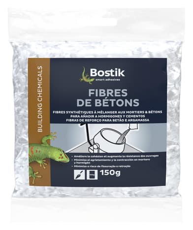 Fibres de béton à mélanger avec le ciment - sachet de 150 g - Bostik