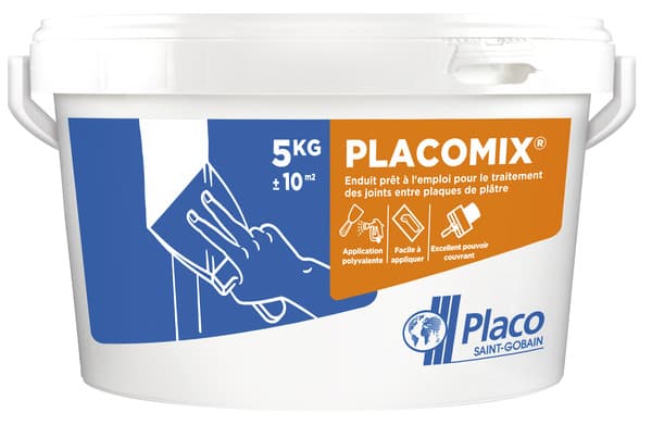 Enduit pour cloisons, murs intérieurs et plafonds en pâte 5 kg - Placoplâtre