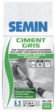 Ciment gris pour travaux de maçonnerie - sac de 5 kg - Semin