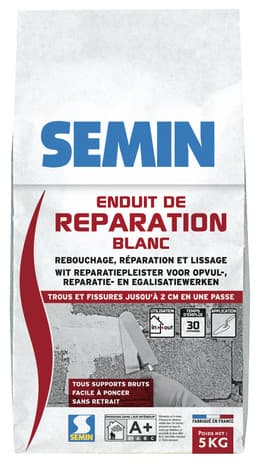 Enduit de réparation blanc - sac de 5 kg - Semin