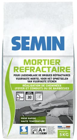 Mortier réfractaire haute température - sac de 5 kg - Semin