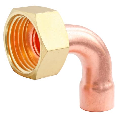 Lot de 2 raccords cuivre coudé à souder sur tube cuivre Ø12 - Sortie écrou tournant Femelle 12/17 (3/8") - Somatherm