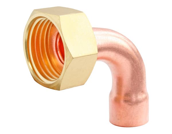 Lot de 2 raccords cuivre coudé à souder sur tube cuivre Ø18 - Sortie écrou tournant Femelle 20/27 (3/4") - Somatherm