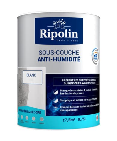 Sous-couche anti-humidité acrylique blanc 0,75 L - Ripolin