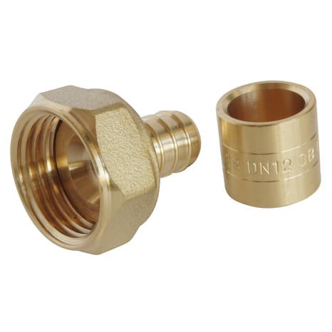 Lot de 10 raccords droit à glissement pour tube PER Ø12 - Femelle écrou tournant 15/21 (1/2") - Somatherm