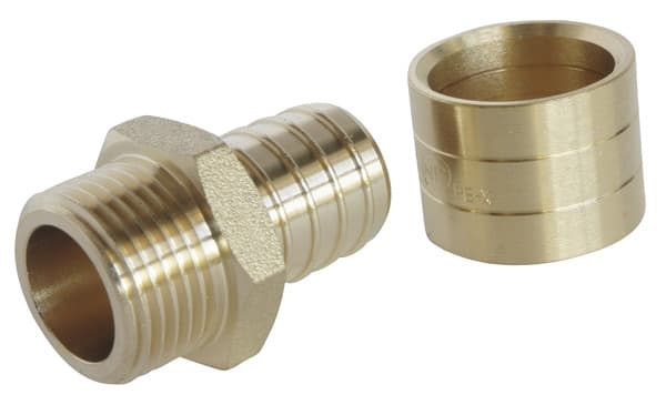 Lot de 2 raccords droit à glissement pour tube PER Ø16 - droit mâle 12/17 (3/8") - Somatherm