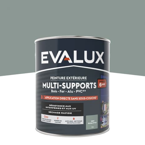 Peinture extérieure Satin multi supports 2,5 L eucalyptus - Evalux