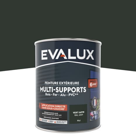 Peinture extérieure Satin multi supports 0,75 L vert sapin - Evalux