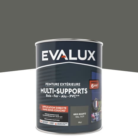 Peinture extérieure Satin multi supports 0,75 L gris quartz - Evalux