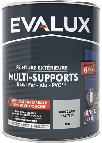 Miniature 4 de Peinture extérieure Satin multi supports 0,75 L gris clair - Evalux