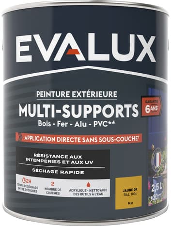 Miniature 2 de Peinture extérieure Satin multi supports 2,5 L jaune d'or - Evalux