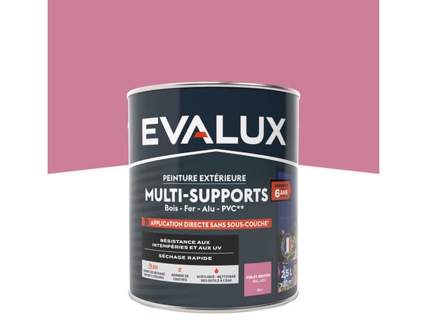 Peinture extérieure Satin multi supports 2,5 L bruyère - Evalux