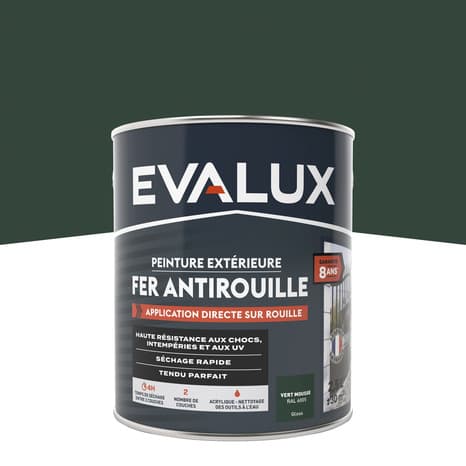 Peinture extérieure métal 2,5 L vert mousse brillant - Evalux