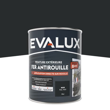 Peinture extérieure métal 0,5 L noir mat - Evalux
