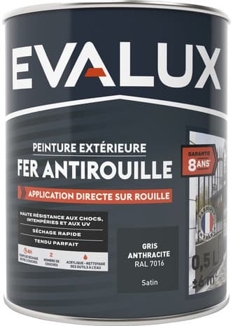 Peinture extérieure métal 0,5 L anthracite brillant - Evalux