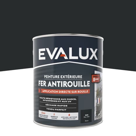 Peinture extérieure métal 2,5 L noir brillant - Evalux