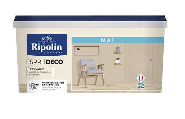 Peinture mur intérieur Mat 2,5 L Beige - Ripolin