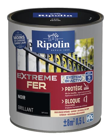 Peinture métal extérieur brillant 0,5 L noir - Ripolin