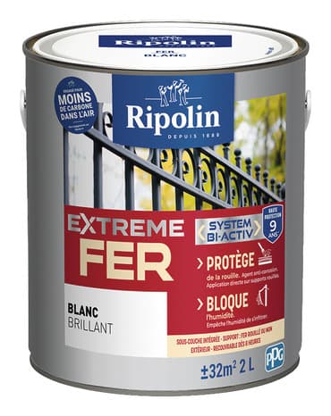 Peinture métal extérieur brillant 2 L blanc - Ripolin