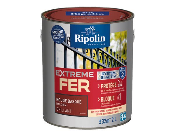 Peinture métal extérieur brillant 2 L rouge basque - Ripolin