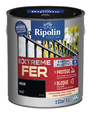 Peinture métal extérieur mat 2 L noir - Ripolin