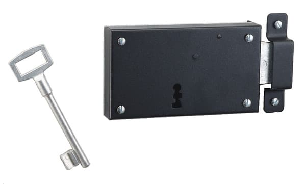 Serrure en applique horizontale laquée 140x80 mm pour porte cave droite - Thirard