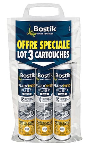 Lot de 3 Mastic-Colle flexpro PU 811 Blanc - 300ml - Bostik