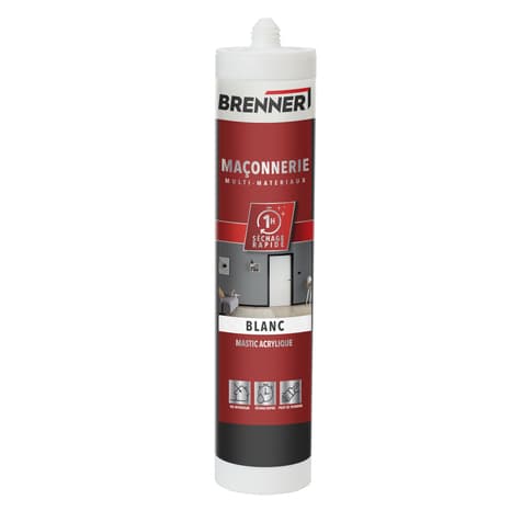Mastic acrylique multisurface premium blanc 280 ml - Brenner