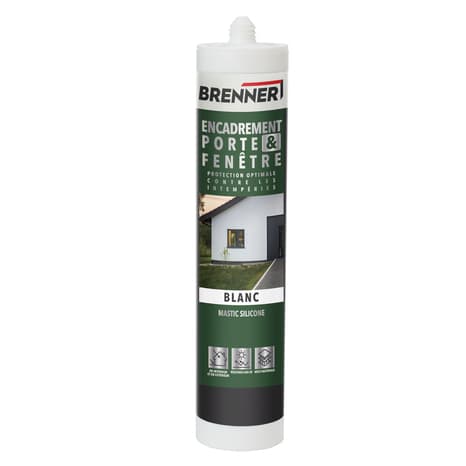 Mastic silicone porte et fenêtre blanc 280 ml - Brenner