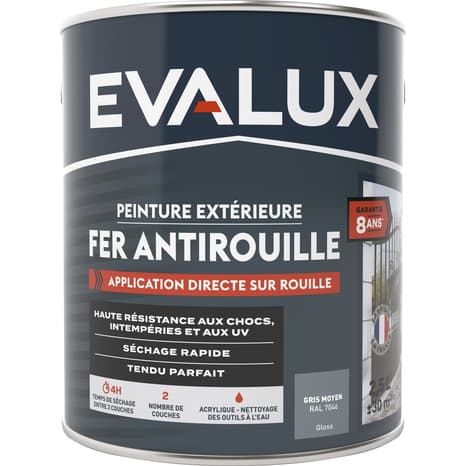 Miniature 2 de Peinture extérieure métal 2,5 L gris moyen brillant - Evalux