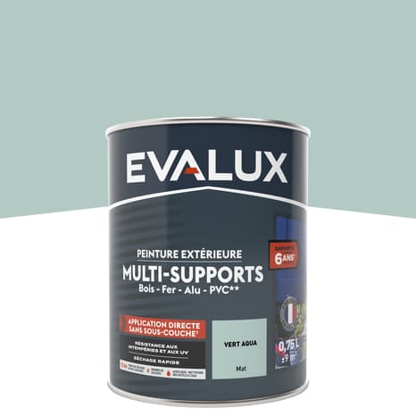 Peinture extérieure Satin multi supports  0,75 L vert aqua - Evalux