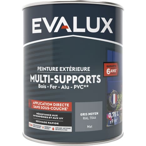 Miniature 4 de Peinture extérieure Satin multi supports 0,75 L gris moyen - Evalux