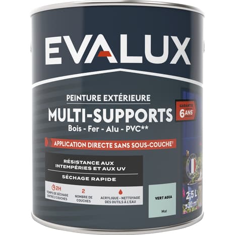 Miniature 3 de Peinture extérieure Satin multi supports  2,5 L vert aqua - Evalux