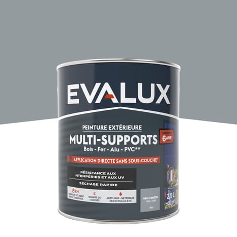 Peinture extérieure Satin multi supports 2,5 L gris fenêtre - Evalux