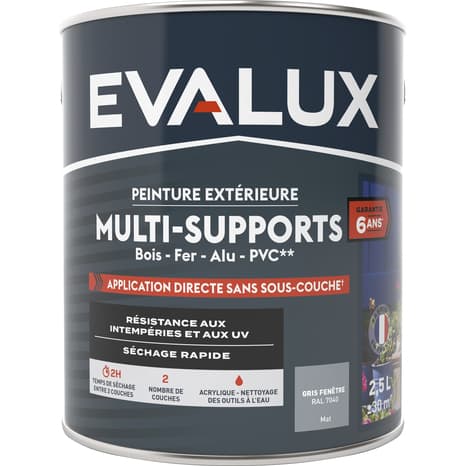 Miniature 4 de Peinture extérieure Satin multi supports 2,5 L gris fenêtre - Evalux
