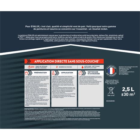 Miniature 5 de Peinture extérieure Satin multi supports 2,5 L gris fenêtre - Evalux