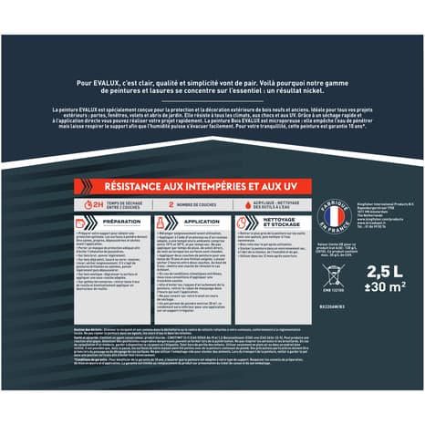 Miniature 4 de Peinture extérieur bois 2,5 L gris moyen satin - Evalux
