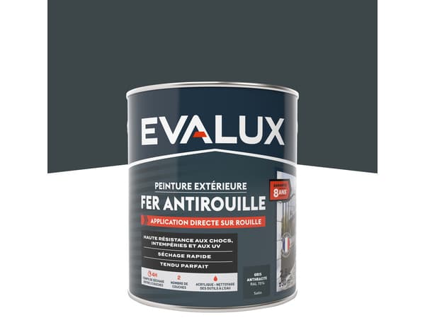 Peinture extérieure métal  2,5 L anthracite satin - Evalux