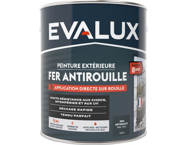 Miniature 4 de Peinture extérieure métal  2,5 L anthracite satin - Evalux