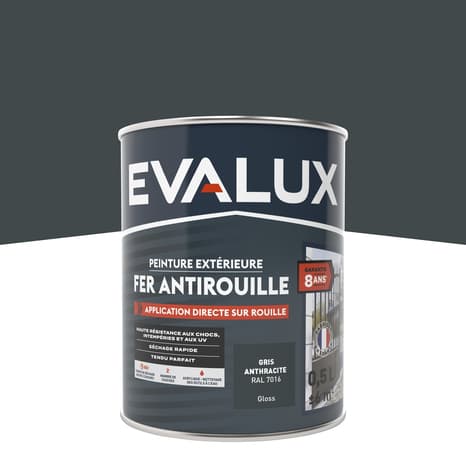Peinture extérieure métal 0,5 L anthracite satin - Evalux