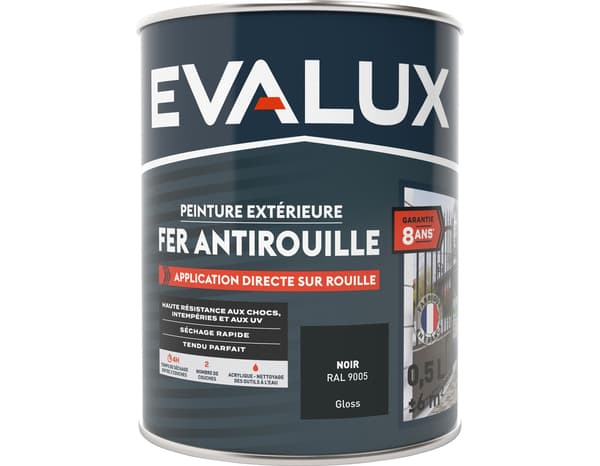 Miniature 4 de Peinture extérieure métal 0,5 L noir brillant - Evalux