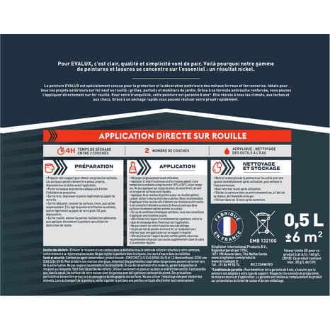 Miniature 4 de Peinture extérieure métal 0,5 L noir mat - Evalux