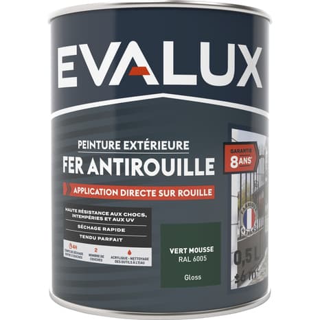 Miniature 4 de Peinture extérieure métal 0,5 L vert mousse brillant - Evalux