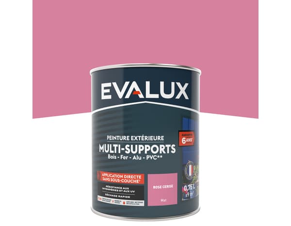 Peinture extérieure Satin multi supports 0,75 L rose pâle - Evalux