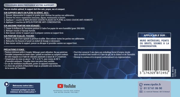 Miniature 2 de Peinture anti-condensation intérieur mat blanc Ripolin 2,5 L - Ripolin