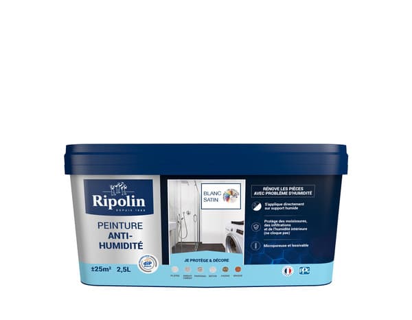 Peinture anti-humidité intérieur satin blanc 2,5 L - Ripolin