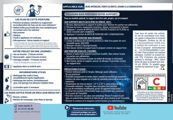 Miniature 2 de Peinture anti-condensation intérieur mat blanc 0,75L - Ripolin