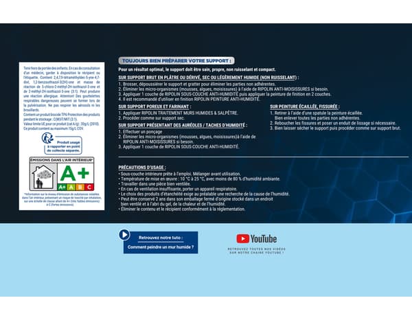 Miniature 2 de Sous-couche anti-humidité acrylique blanc 2,5 L - Ripolin